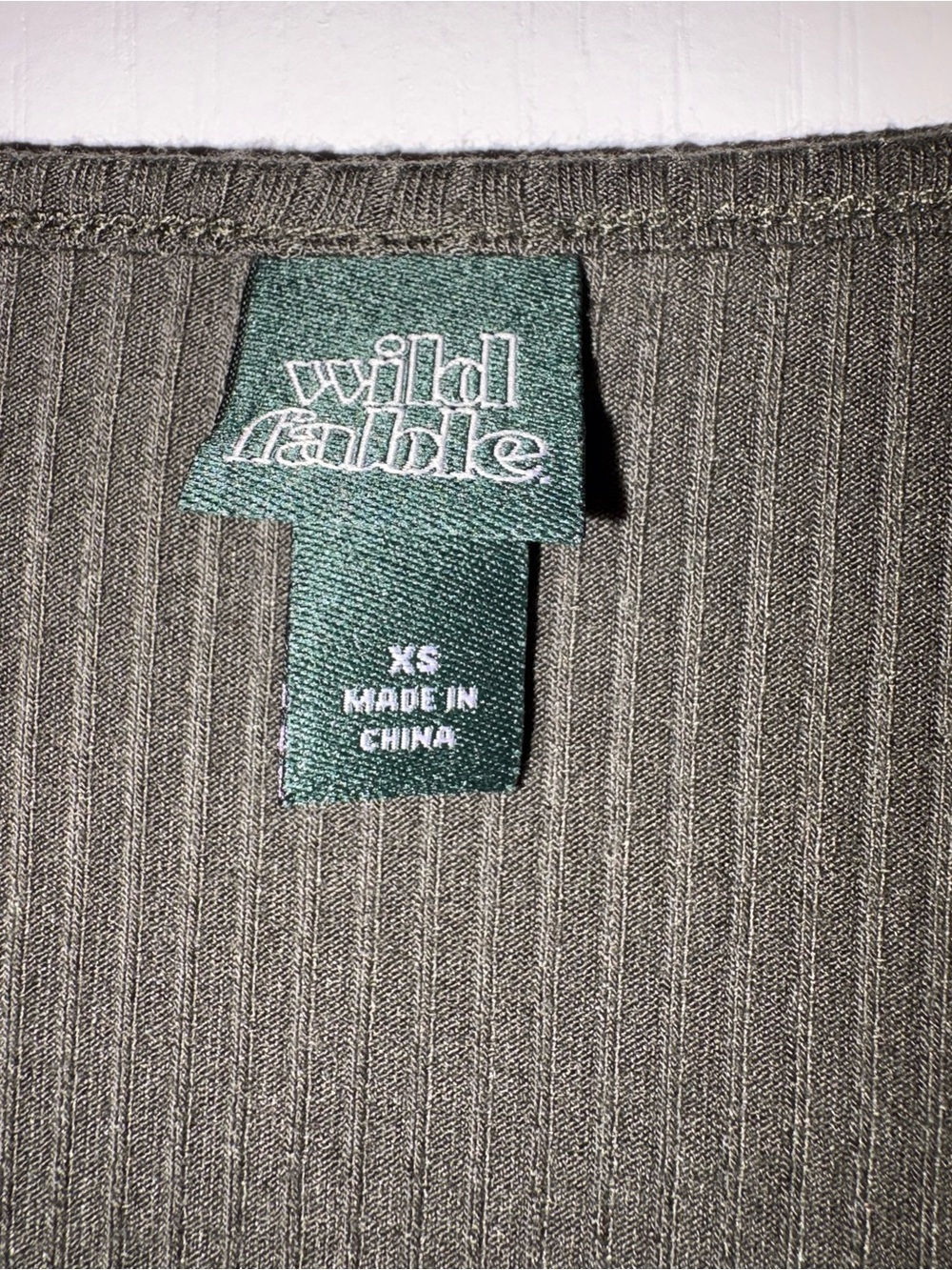 Olive Ribbed Drawstring Crop Top - Wild Fable - Picture 2 of 2